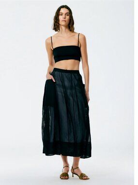 Tibi Starch Cotton Organza Lantern Skirt